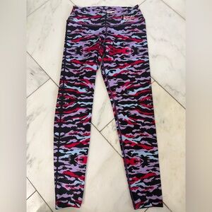 Ultrafit Activewear One Size Purple Pink Camo 24” Crop Wode Waistband Leggings